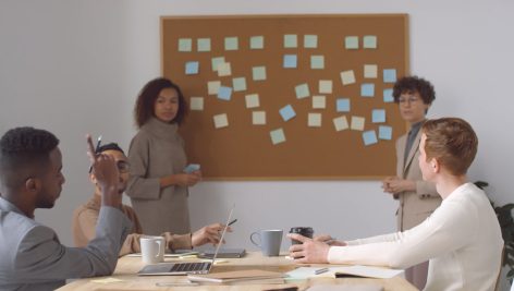 Meeting with colleagues in the office