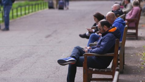 People sitting on benches